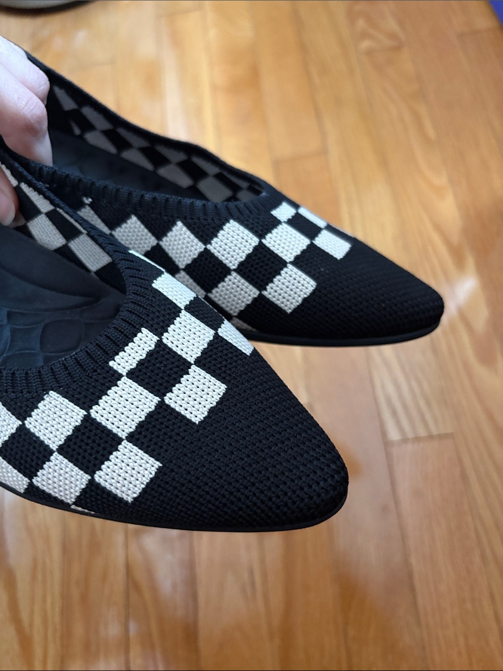 Vivaia Aria 5 point-toe ballet flats black white checker size 39 US 8 - Picture 8 of 9